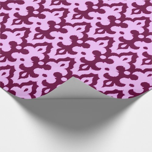 Moroccan Ikat Damask Pattern Plum and Orchid Wrapping Paper