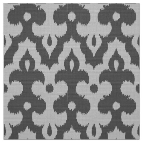 Moroccan Ikat Damask Pattern Shades of Gray Fabric