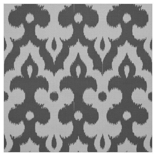 Moroccan Ikat Damask Pattern, Shades of Gray Fabric