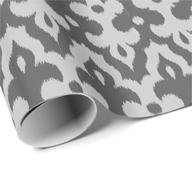 Moroccan Ikat Damask Pattern, Shades of Gray Wrapping Paper (Roll Corner)