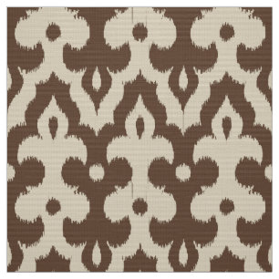 Moroccan Ikat Damask Pattern, Taupe and Beige Fabric
