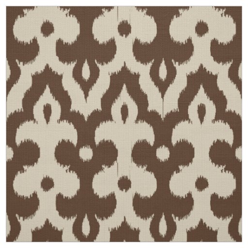 Moroccan Ikat Damask Pattern, Taupe and Beige Fabric