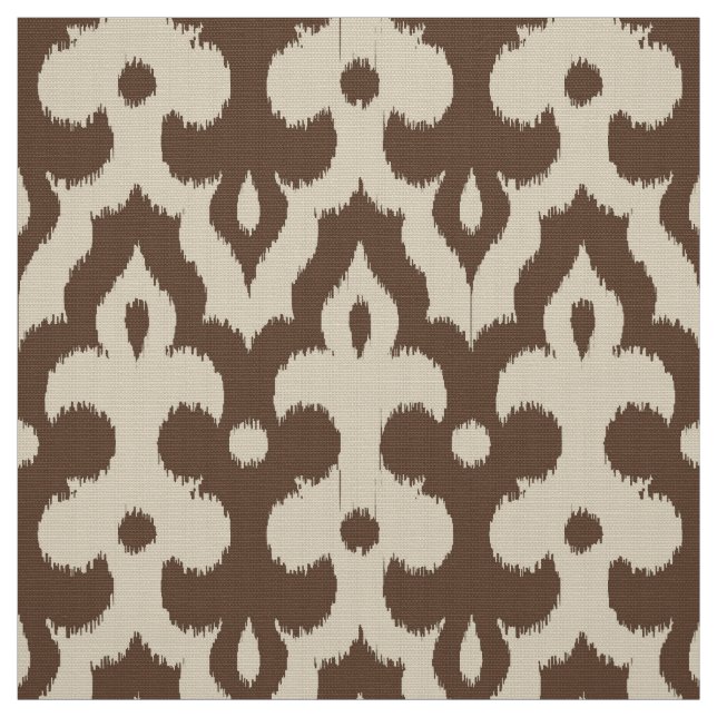 Moroccan Ikat Damask Pattern, Taupe and Beige Fabric (Swatch)