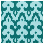 Moroccan Ikat Damask Pattern, Turquoise and Aqua Fabric