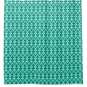 Moroccan Ikat Damask Pattern, Turquoise and Aqua Shower Curtain