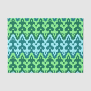 Moroccan Ikat Damask, Turquoise & Jade Green Tissue Paper