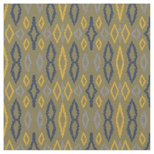 Moroccan Ikat Green Yellow Pattern Fabric