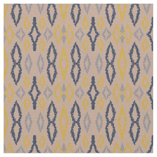 Moroccan Ikat Pastel Yellow Blue Pattern  Fabric