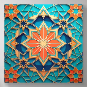 Moroccan-Inspired Geometric Star Art Acrylic Photo Tile