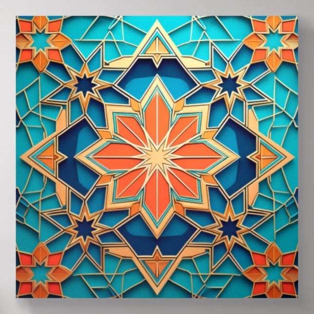 Moroccan-Inspired Geometric Star Art Acrylic Photo Tile (Front Set)