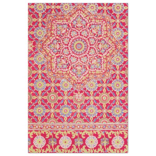 Moroccan inspired pink and blue print decoupage tissue paper