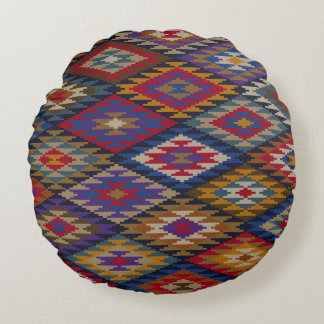 Moroccan Kilim Boho Design Round Pillow