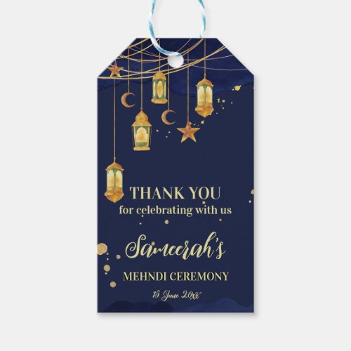 Moroccan lanterns starry night personalized Mehndi Gift Tags