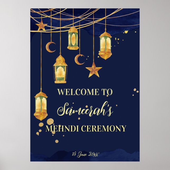 Moroccan lanterns starry night personalized Mehndi Poster (Front)