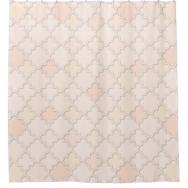 Moroccan Large Quatrefoil Pattern Pastel Melon Shower Curtain (Front)