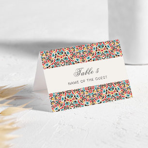 Moroccan Lattice Geo Mandala Wedding Place Card