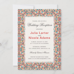 Moroccan Lattice Geo Mandala Wedding Reception Invitation