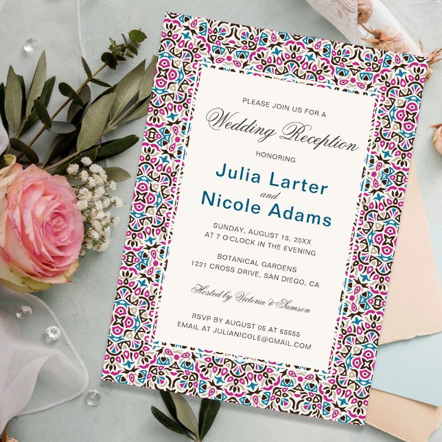 Moroccan Lattice Geo Mandala Wedding Reception Invitation (Creator Uploaded)