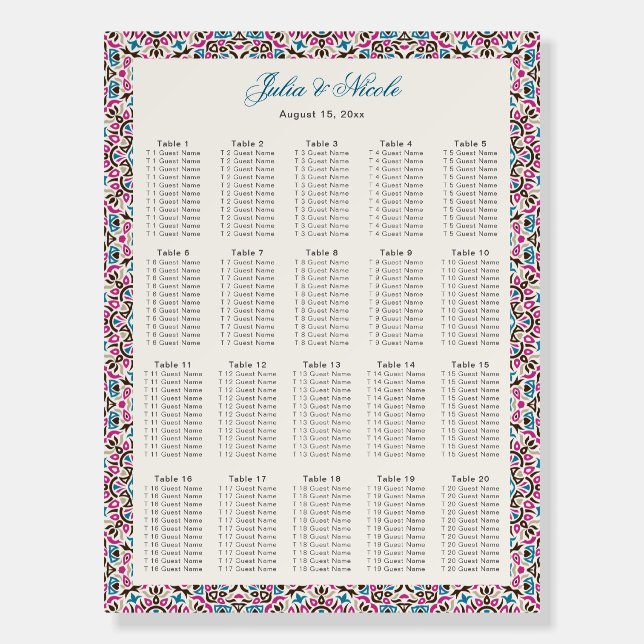 Moroccan Lattice Geometric Mandala Wedding Foam Board (Front)