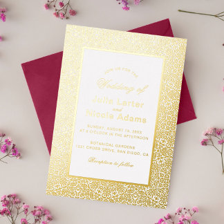 Moroccan Lattice Geometric Mandala Wedding Foil Invitation