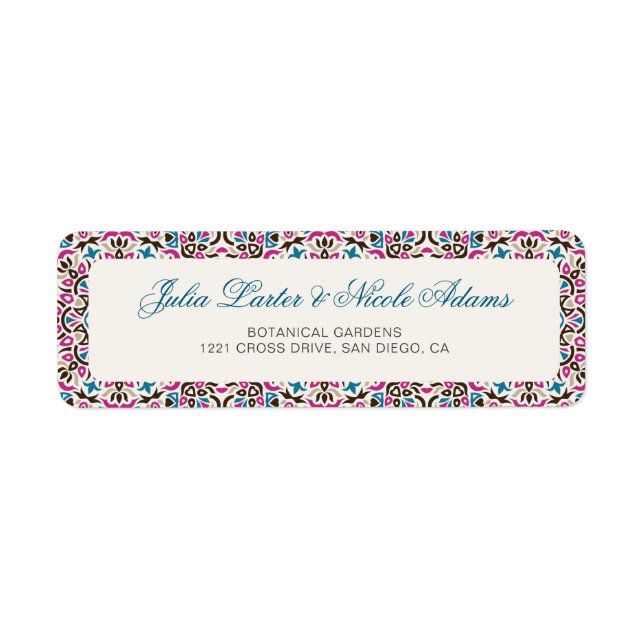  Moroccan Lattice Geometric Mandala Wedding Label (Front)