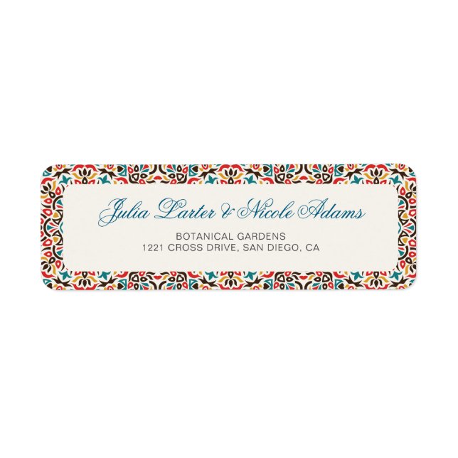  Moroccan Lattice Geometric Mandala Wedding Label (Front)