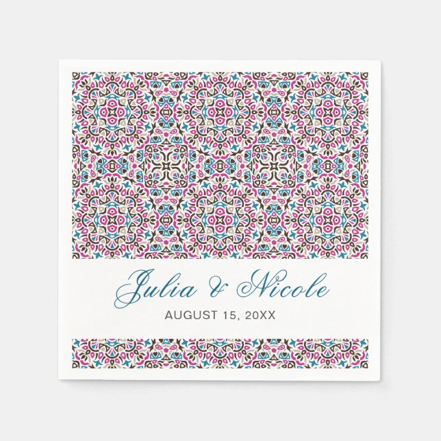  Moroccan Lattice Geometric Mandala Wedding Napkins (Front)