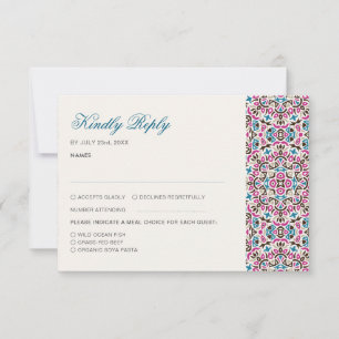 Moroccan Lattice Geometric Mandala Wedding RSVP Card