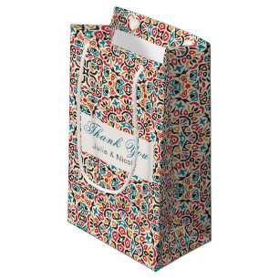 Moroccan Lattice Geometric Mandala Wedding Small Gift Bag