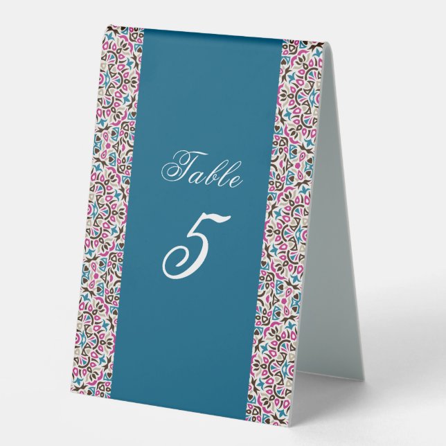 Moroccan Lattice Geometric Mandala Wedding Table Tent (Front)