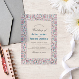 Moroccan Lattice Geometric Mandala Wedding Vellum Invitations