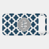 Moroccan Lattice Navy Blue Gray White Personalized Case-Mate iPhone Case (Back (Horizontal))