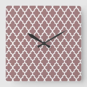 Moroccan Lattice Pattern In Brown Earth Square Wall Clock