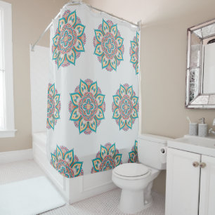 Moroccan mandala colorful ethnic pattern shower curtain