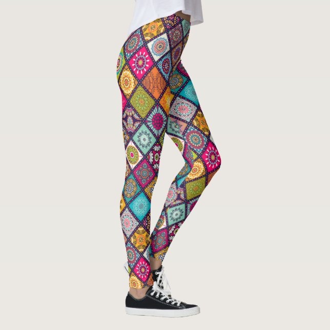 Moroccan mandala colourful ethnic style leggings (Right)