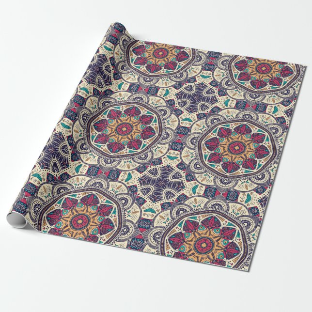 Moroccan Mandala Tile Adjustable Pattern  Wrapping Paper (Unrolled)