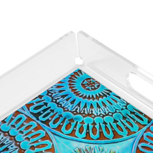 Moroccan Mandela tile design Acrylic Tray