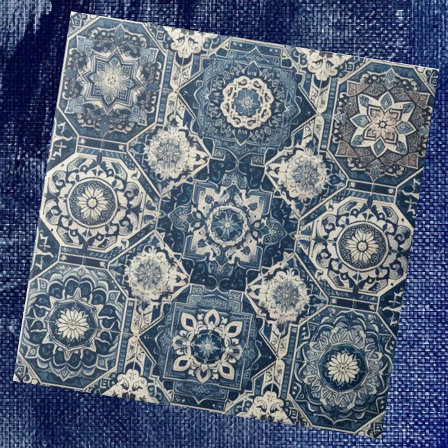 Moroccan Mediterranean Blue & White Tile Pattern (Creator Uploaded)