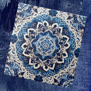 Moroccan Mediterranean Blue & White Tile Pattern