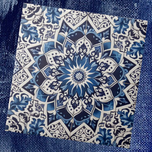Moroccan Mediterranean Blue & White Tile Pattern