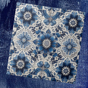 Moroccan Mediterranean Blue & White Tile Pattern