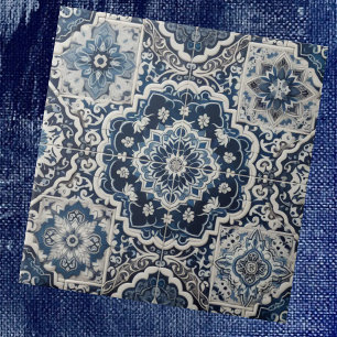 Moroccan Mediterranean Blue & White Tile Pattern