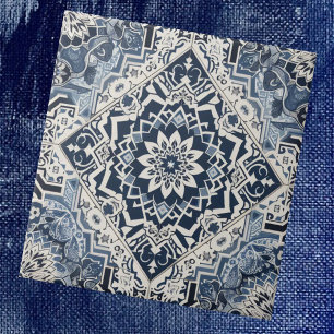 Moroccan Mediterranean Blue & White Tile Pattern