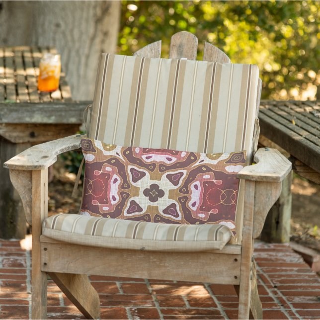 Moroccan Mediterranean Boho Tile Art Pattern Lumbar Pillow (Chair)
