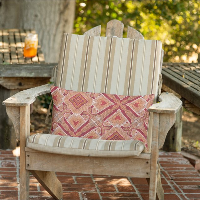 Moroccan Mediterranean Boho Tile Art Pattern Lumbar Pillow (Chair)