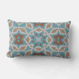 Moroccan Mediterranean Boho Tile Art Pattern Lumbar Pillow