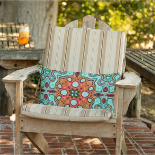 Moroccan Mediterranean Boho Tile Art Pattern Lumbar Pillow