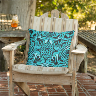 Moroccan Mediterranean Boho Tile Art Pattern Outdoor Pillow