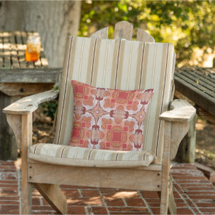 Moroccan Mediterranean Boho Tile Art Pattern Outdoor Pillow