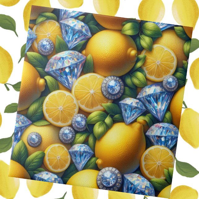 Moroccan Mediterranean Lemons and Diamonds Ceramic Tile (Creator Uploaded)